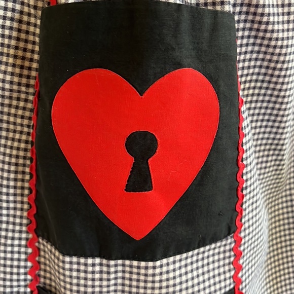 Vintage key to my heart gingham Rick rack apron kitchen game costume apron love - Picture 13 of 13